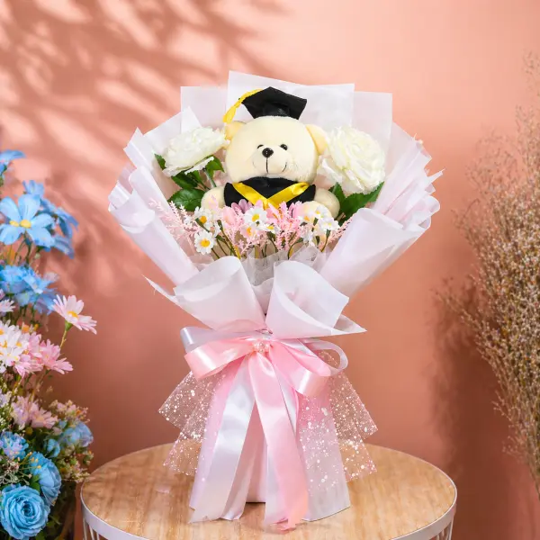 Buket Boneka Pink Sweet Graduation