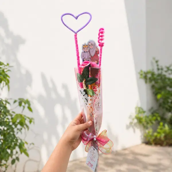 Buket Single Rose Graduation Pink