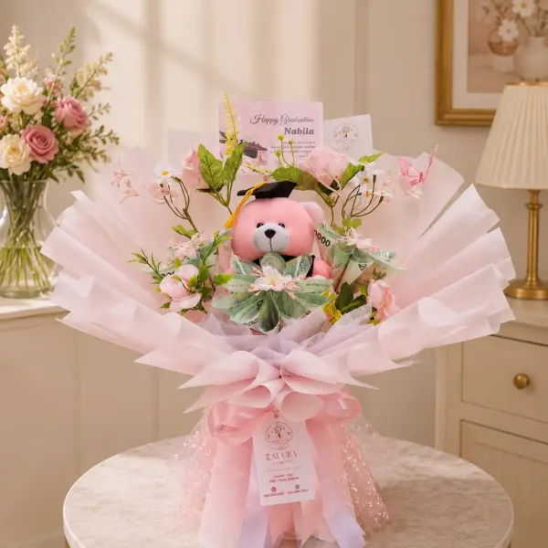 Buket Boneka Pink Blossom Premium