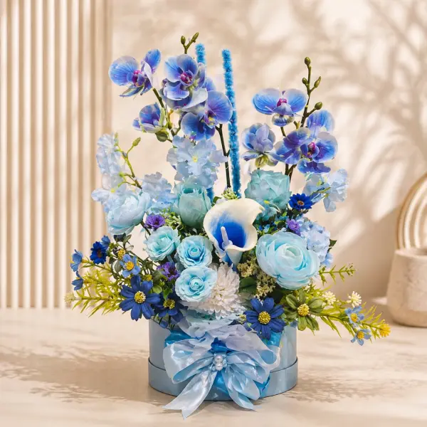 Flower Basket Blue Elegance